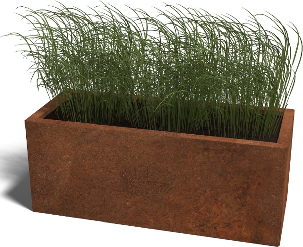 Cortenstaal plantenbak - Rechthoek - 100x40x40cm - Roestkleur - Zonder bodem - MySteel