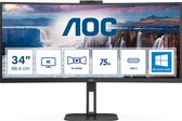 AOC V5 CU34V5CW - QHD Curved Ultrawide Monitor - USB-C - 65w - Webcam - 34 inch