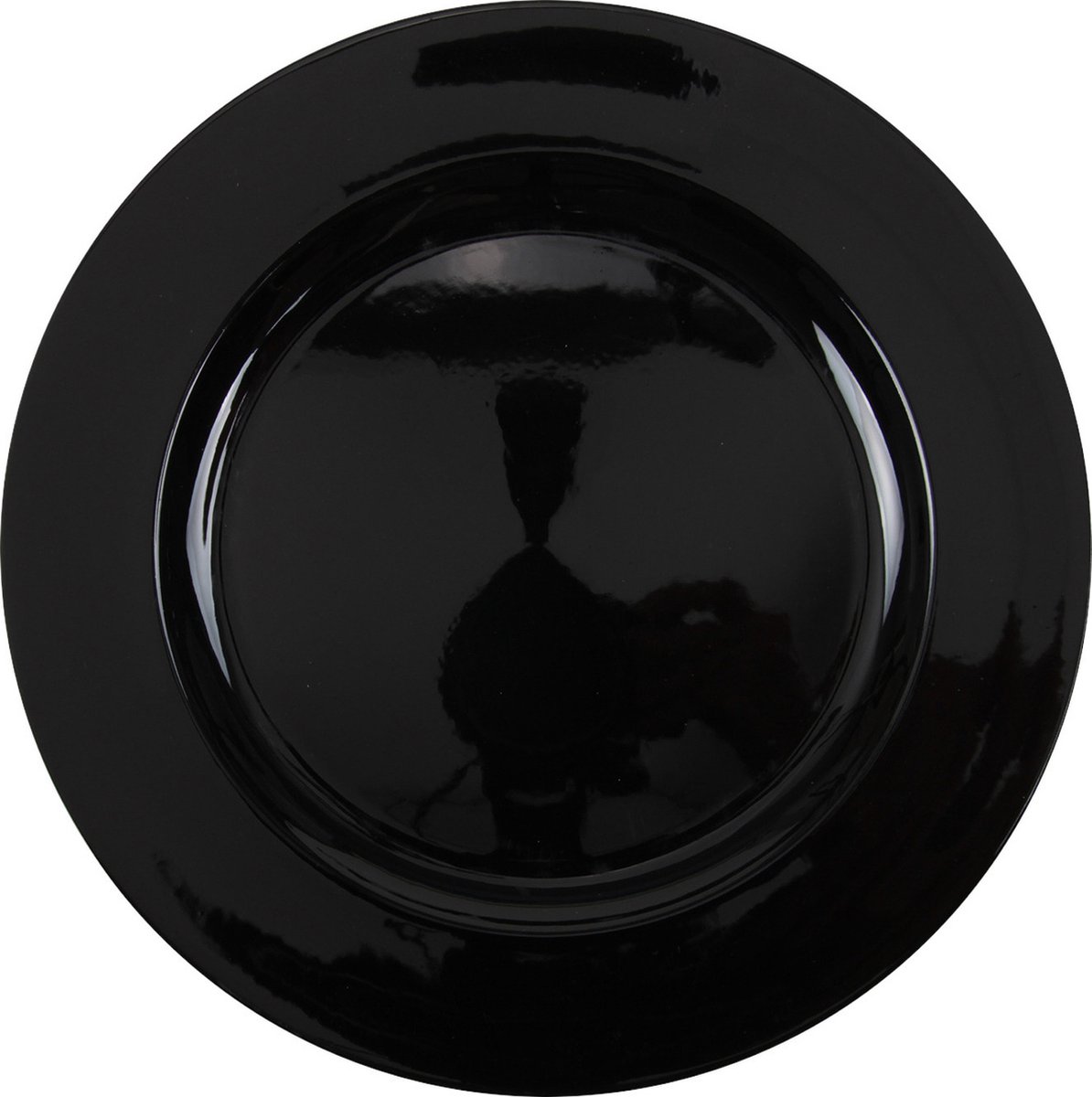 Othmar Decorations Kaarsenbord - zwart glimmend - D33 cm - kunststof - kaarsen onderborden