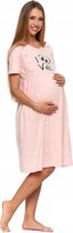 Bevalhemd voor de bevalling & kraamtijd - licht roze- katoen- korting- sale S