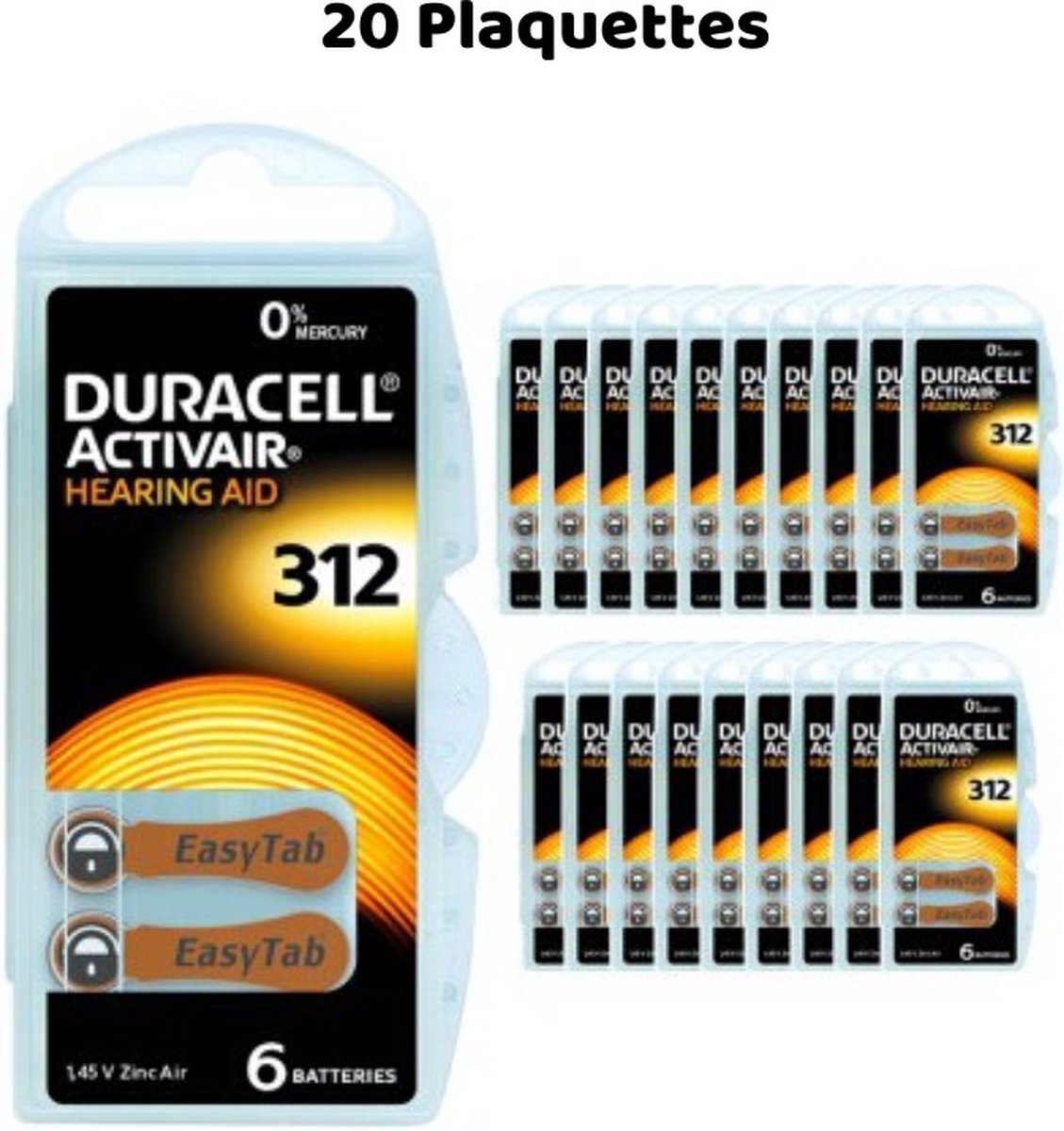 Duracell 312 - PR41 Activair EasyTab - 20 pakjes - 120 batterijen