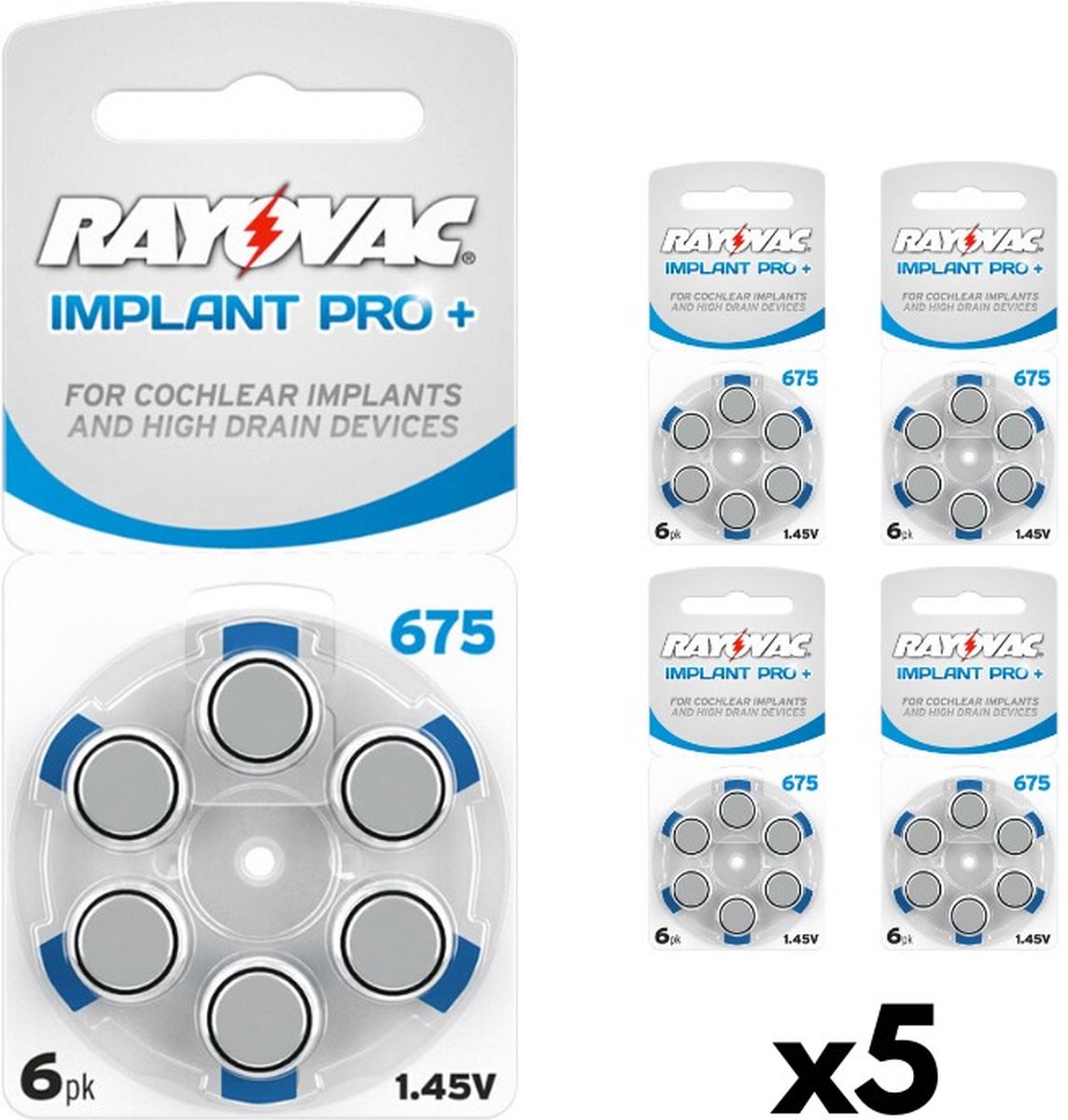 Hoortoestel batterijen Rayovac 675 Implant Pro+, 5 elektroden