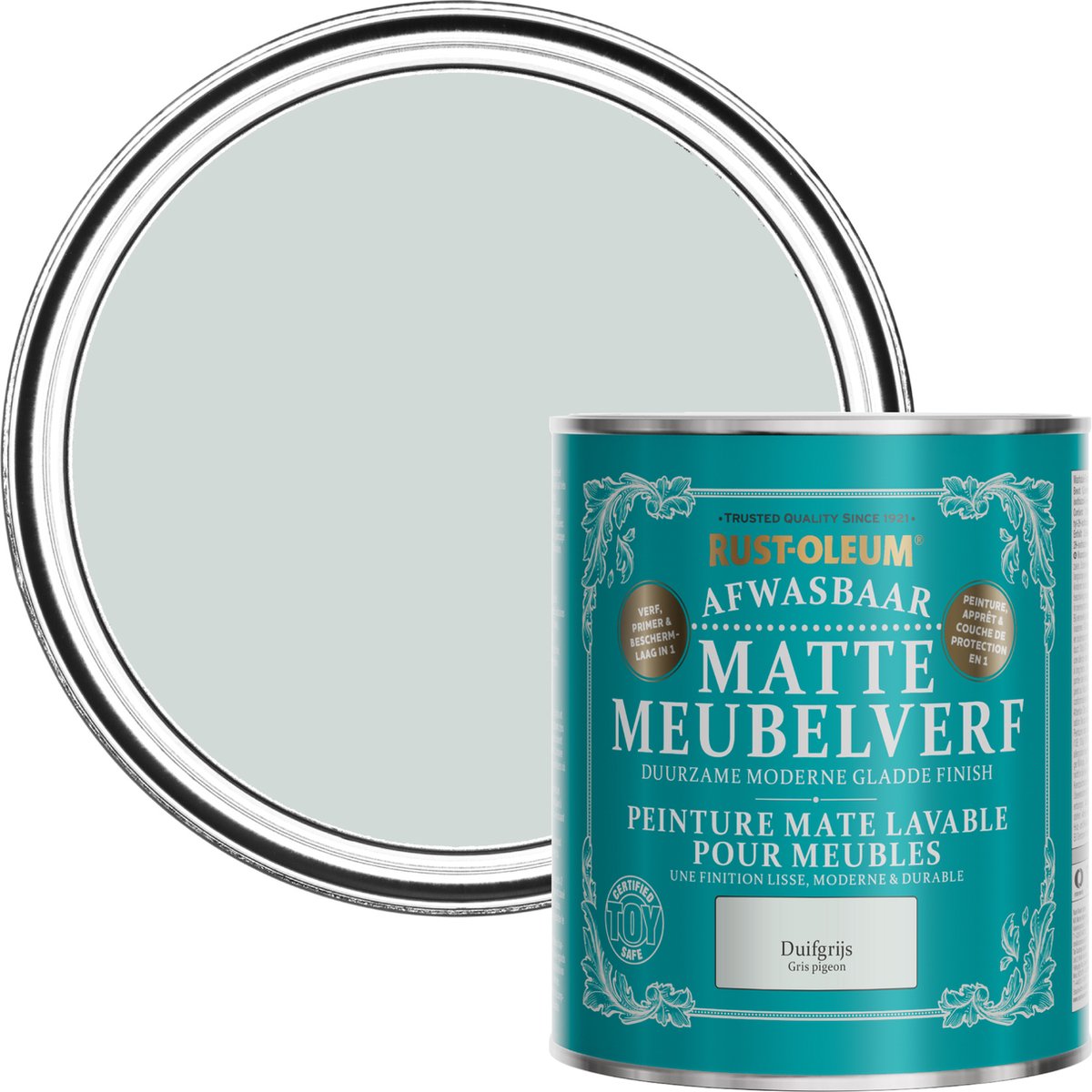 Peinture pour meubles mate lavable gris clair Rust-Oleum - Gris tourterelle  750 ml | bol