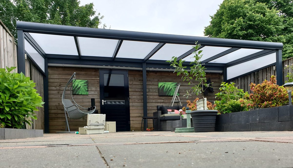 Verako - Luxe moderne overkapping - 400x400 cm - Te gebruiken als veranda, pergola, afdak & carport - Weerbestendig - Aluminium