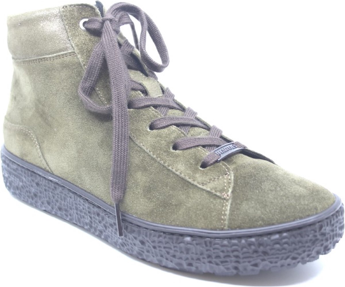 Hartjes, 172.1404/34 91.91, Olijf groene dames veterboots met rits