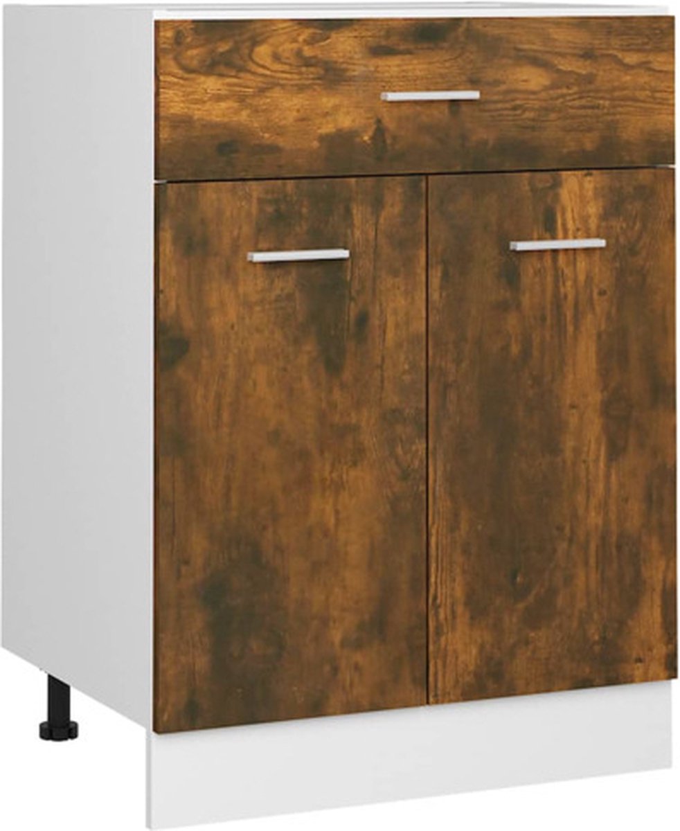 vidaXL Onderkast - met - lade - Lyon - 60x46x81,5cm - bewerkt - hout - gerookt - eiken gerookt eiken