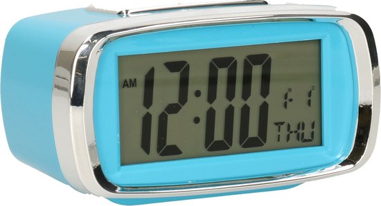 Digitale wekker/alarm klok 12 x 8 x 10 cm blauw - Slaapkamer wekkers