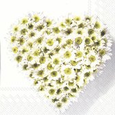 60x Gekleurde 3-laags servetten hart van bloemen 33 x 33 cm - Voorjaar/lente bloemen thema