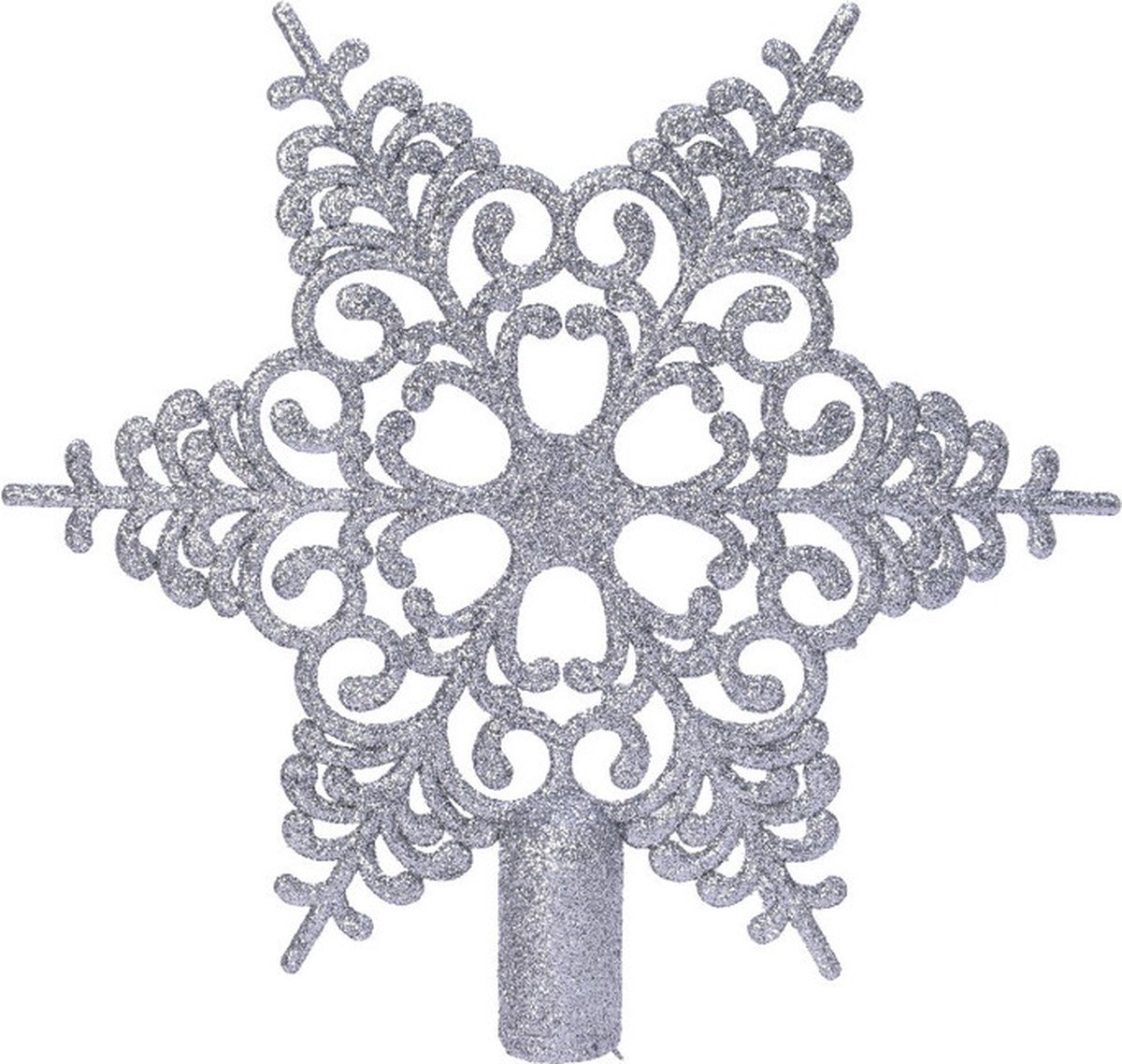 Kerstster/kerstboom piek/topper open - zilver - H19 cm - glitter - Kerstversiering – foto 2