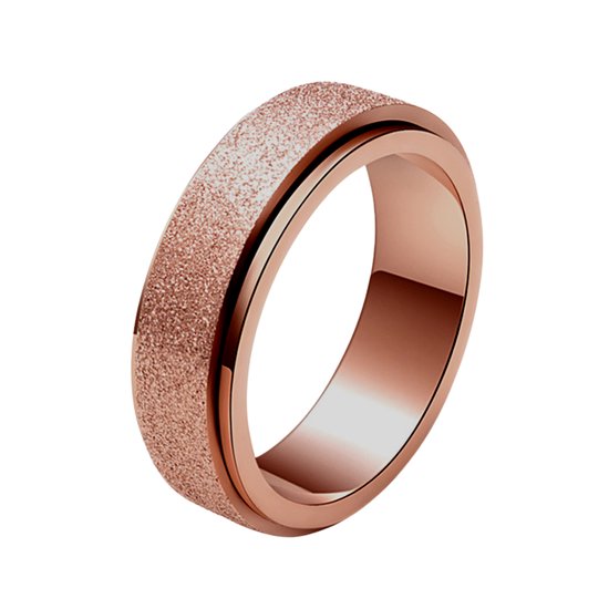 Despora - Anxiety Ring - (Glitter) - Stress Ring - Fidget Ring - Draaibare Ring - Spinning Ring - Spinner Ring - Rose Goudkleurig RVS - (19.00 mm / maat 60)