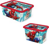 Ensemble de boîtes de rangement Spiderman Click - Rouge/ Blauw - 2 pièces - 13L+7L - avec couvercle - Rangement - plastique - boîte - Enfants - 3 ans - Cadeau - Cadeau