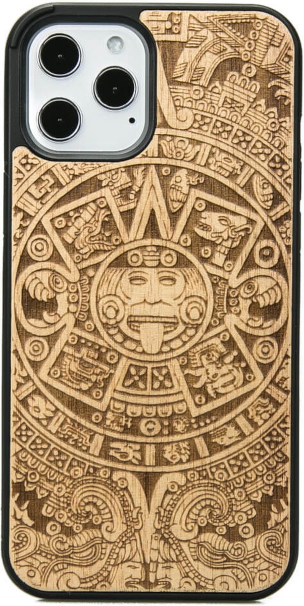Bewood - Hoesje voor mobiele telefoon | Houten hoesje - Aztec Kalender Aniegre
