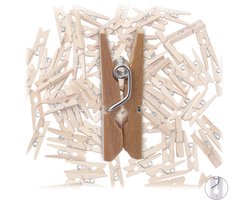 mini houten wasknijpers - set van 100 - retro sierknijpers - klein - ook om te knutselen - natuur