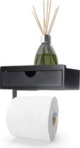 Enjoymood® RVS Toiletrolhouder met Plankje - WC Rolhouder Zwart Zonder Boren –Toiletpapierhouder Zelfklevend – Met Lade