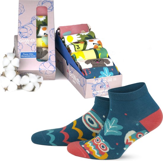 GoWith-6 paar-katoen sokken-enkelsokken-grappige-dames sokken-maat