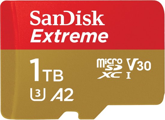 SanDisk Extreme MicroSDXC 1TB - 190/130 mb/s - A2 - V30 - SDA - Rescue Pro DL 1Y - Inclusief SD Adapter