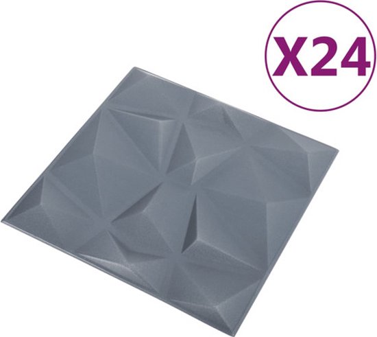 Jaxguom 3D Wandpaneele Diamant 12 Stück 30 x 30 cm (1.08m²), 3D Wall Panels Hochsteifes PVC Wanddeko Platten, Nicht Verformbar, Wasserfest, Hitzebeständig, Matt Schwarz