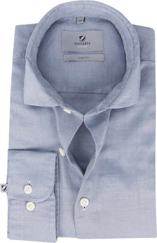 Suitable - Prestige Overhemd Funi Blauw - 42 - Heren - Slim-fit