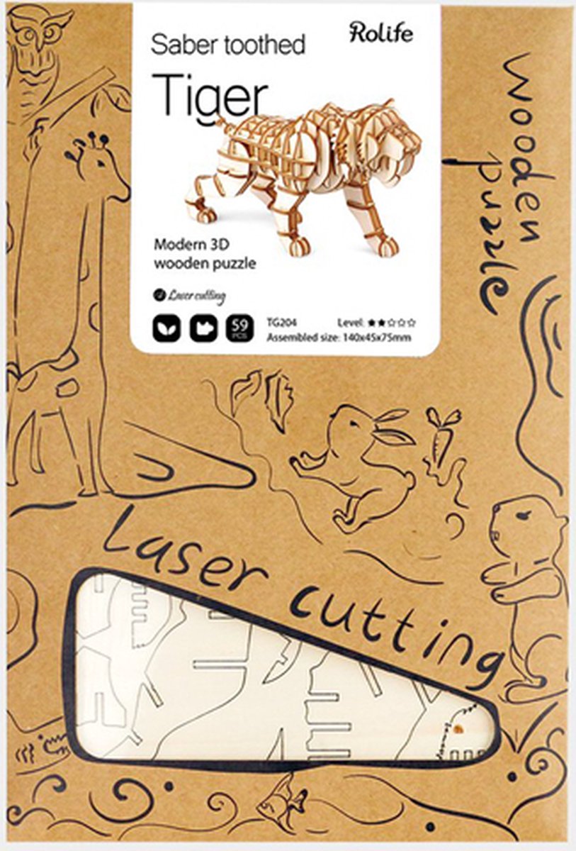 Puzzle en bois 3D moderne Sabre Tiger