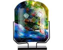 Moderne veelkleurige glaskunst vaas in glas - Karree - Glass art - 10 x 36 x 46 cm (LXBXH)