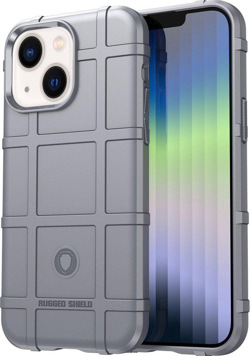 Mobigear Hoesje geschikt voor Apple iPhone 14 Plus Telefoonhoesje Flexibel TPU | Mobigear Rugged Shield Backcover Shockproof | Schokbestendig iPhone 14 Plus Telefoonhoesje | Anti Shock Proof - Grijs