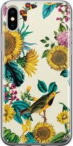 Casimoda® hoesje - Geschikt voor iPhone Xs - Zonnebloemen / Bloemen - Siliconen/TPU telefoonhoesje - Backcover - Bloemen - Multi