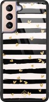 Casimoda® hoesje - Geschikt voor Samsung Galaxy S21 Plus - Hart Streepjes - Luxe Hard Case Zwart - Backcover telefoonhoesje - Zwart