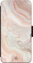 Casimoda® bookcase - Geschikt voor iPhone 13 Pro - Hoesje met pasjeshouder - Marmer Waves - Roze - TPU