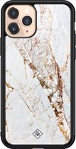 Casimoda® hoesje - Geschikt voor iPhone 11 Pro - Marmer Goud - Luxe Hard Case Zwart - Backcover telefoonhoesje - Goudkleurig