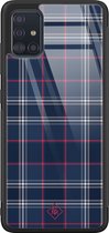 Casimoda® hoesje - Geschikt voor Samsung Galaxy A51 - Tartan Blauw - Luxe Hard Case Zwart - Backcover telefoonhoesje - Blauw