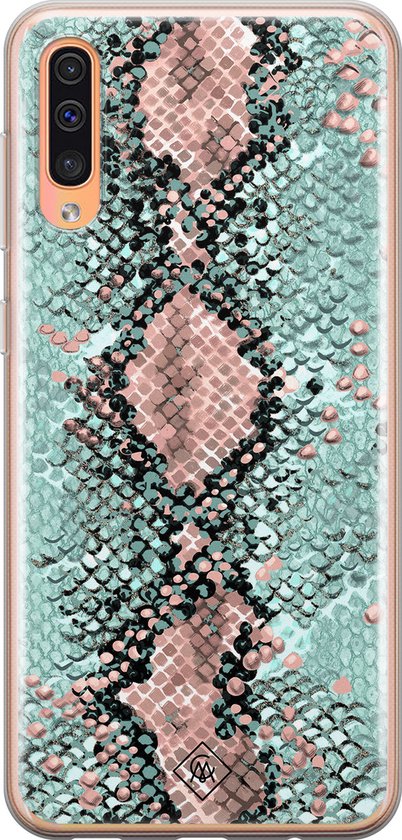 Casimoda® hoesje - Geschikt voor Samsung A50/A30s - Slangenprint pastel mint - Backcover - Siliconen/TPU - Mint