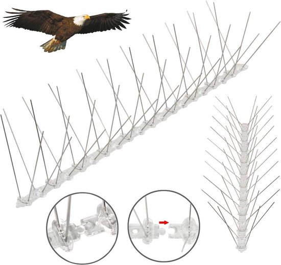 Foto: Duivenspikes 10 stuks roestvrij staal duivenafweer 50 cm vogelbescherming vogelafweer spikes voor balkon dak en raam