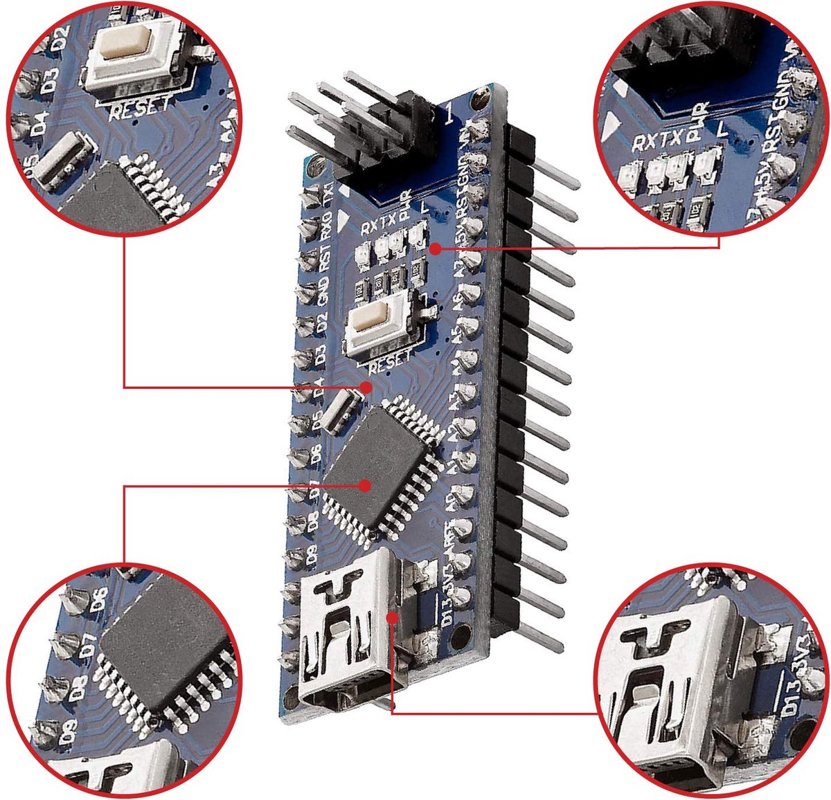 AZDelivery AZ-Nano V3-Board CH340 Chip Klaar Gesoldeerd, Verbeterde ...
