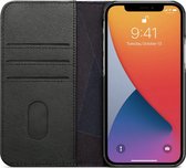 Apple iPhone 12 Hoesje - Decoded - Wallet Serie - Echt Leer Bookcase - Zwart - Hoesje Geschikt Voor Apple iPhone 12
