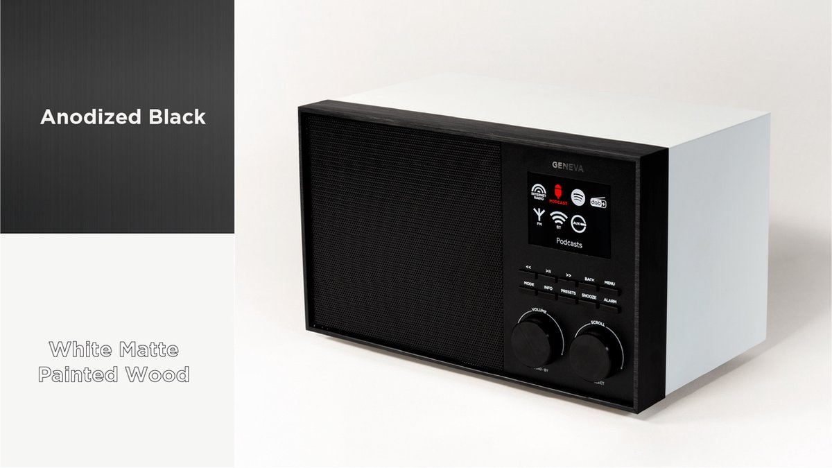 Geneva DeCon S internet, DAB+ en FM radio met Spotify en Bluetooth - zwart/wit mat/geverfd hout