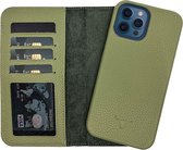 Dutchic Apple iPhone 14 Pro Max en cuir hollandais (Conception en deux parties : Book Case / Hardcase - II Matcha Green)