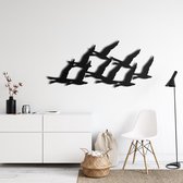 Wanddecoratie |Ganzen Kudde / Geese Flock| Metal - Wall Art | Muurdecoratie | Woonkamer | Buiten Decor |Zwart| 90x40cm