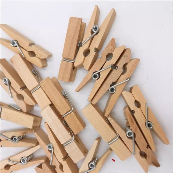 Ideen mit Herz Mini-houten knijpers, 200 stuks, kleine wasknijpers, 2,5 cm hoog, voor foto's op koord, fotowand, adventskalender, vlaggetjesslinger, geldgeschenken, decoratie voor Kerstmis, 10 kleuren