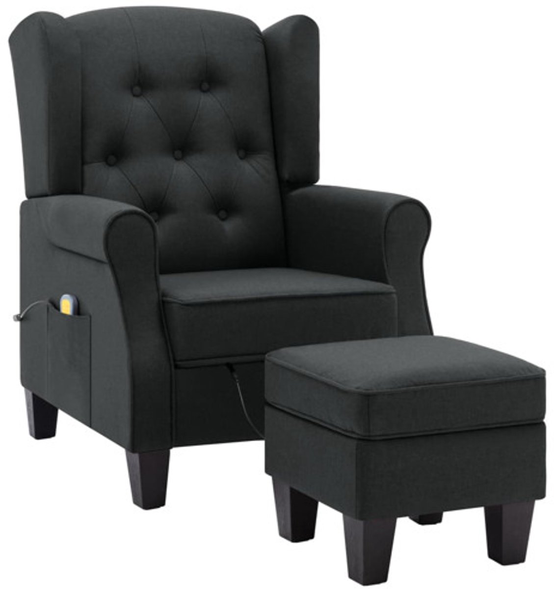 vidaXL Massagestoel met Voetenbankje Donkergrijs