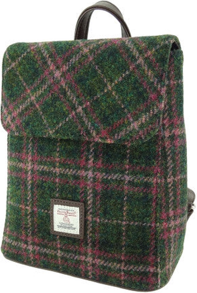 Glen Appin Mini Rugzak Tummel Dark Green and Plum - Echte Harris Tweed - Made in Scotland