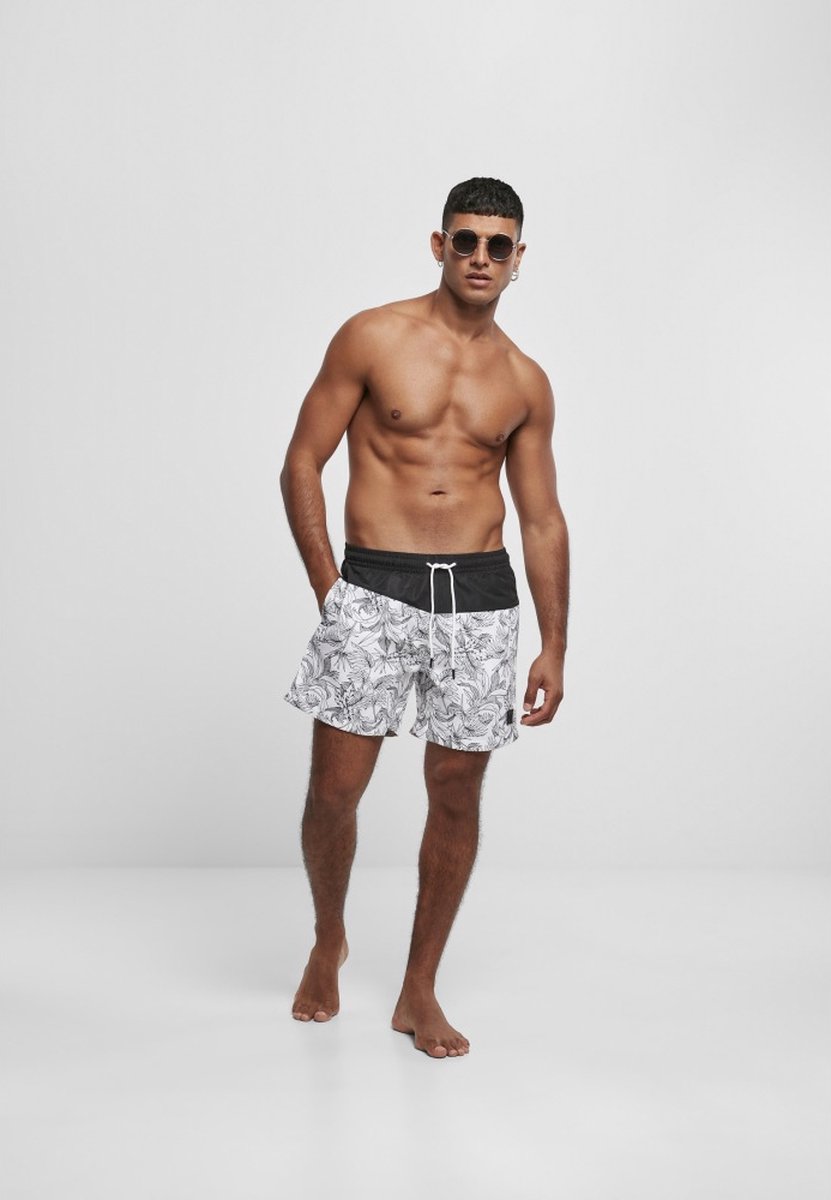 Urban Classics Low Block Pattern Zwemshorts 2XL Zwart
