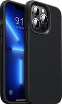 LuxeBass Siliconen hoesje geschikt voor Apple iPhone 14 Pro Max - Zwart - telefoonhoes - gsm hoes - gsm hoesjes