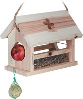 Relaxdays vogelvoederhuisje hangend - houten voederhuisje kleine vogels - vogelhuisje tuin