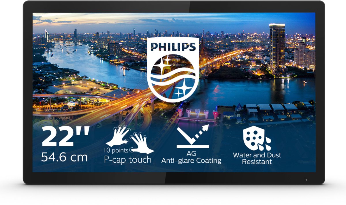 Philips B Line 222B1TFL/00 computer monitor 54,6 cm (21.5") 1920 x 1080 Pixels Full HD LED Touchscreen Zwart