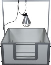 Boîte de mise bas Hundos Pro taille L100x100x50 cm. y compris barre anti-mort et support de lampe chauffante