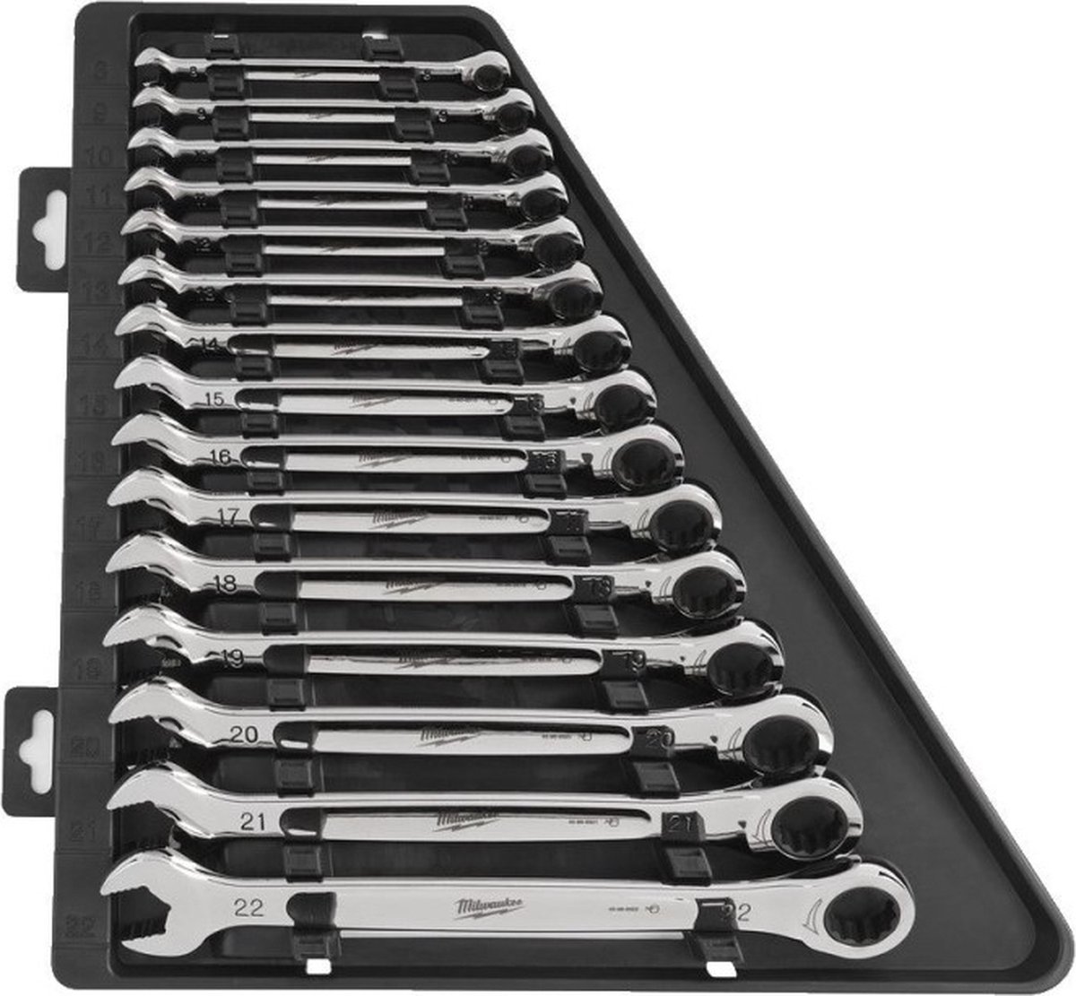 Milwaukee MAX BITE ™ ratelsleutelsets 15 pct Maxbite Ratchet Metric Combinatie Spanner Set - 1 st - 4932464994