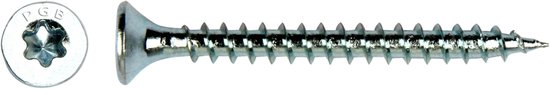 Spaanplaatschroef Ø 4,0 x 45 mm Torx (20) VK Voldr. PGB-fast. Verzinkt 200 stuks