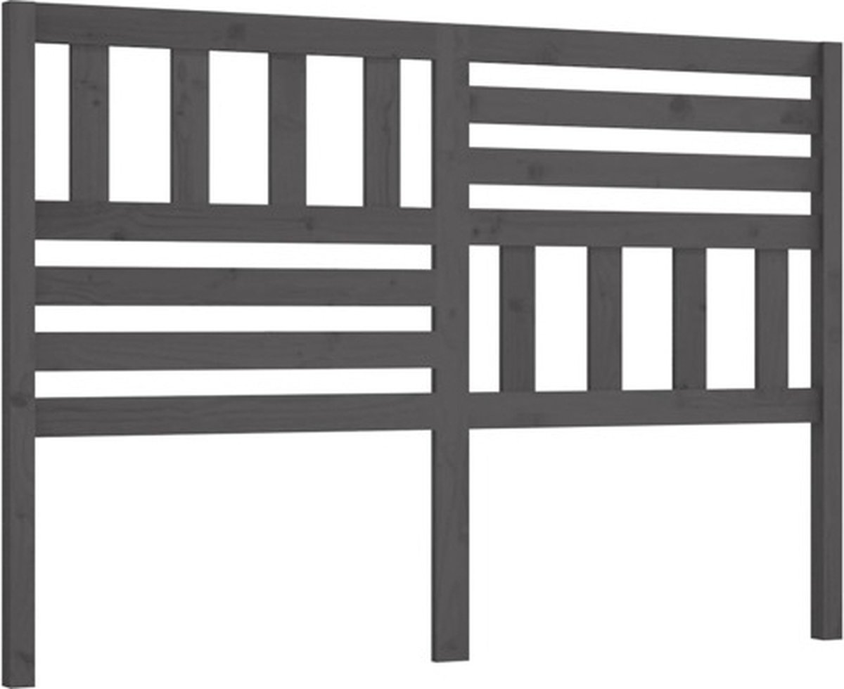 vidaXL Hoofdbord - 126x4x100 - cm - massief - grenenhout - grijs
