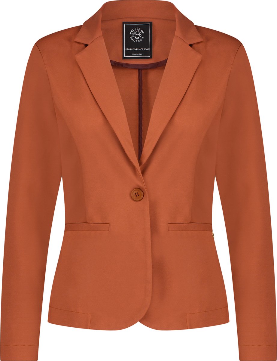 BASIC TRICOT STRETCH BLAZER - Maat L - Kleur Brique