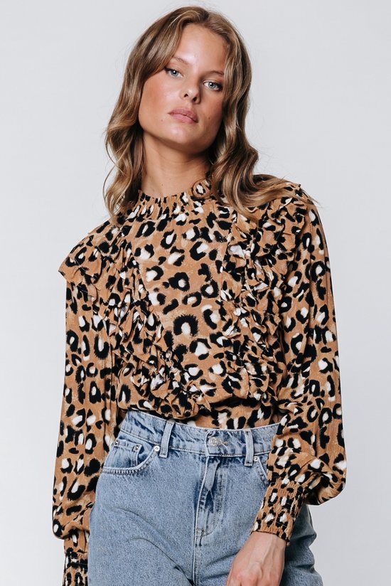 Colourful Rebel Bina Leopard Blouse Leopard Dames - Basic Fit - Viscose